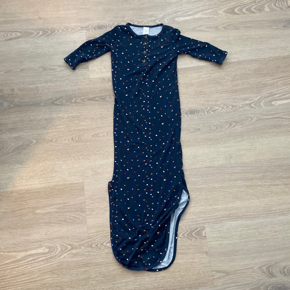 Lou Lou & Co 3-6 month knotted gown with wooden buttons